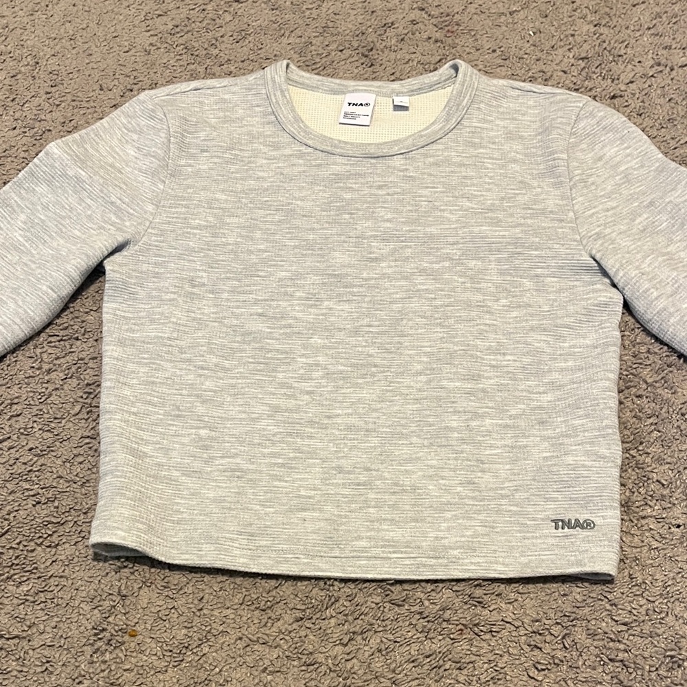 Aritzia Women’s Grey TNA Waffle Long Sleeve Shirt